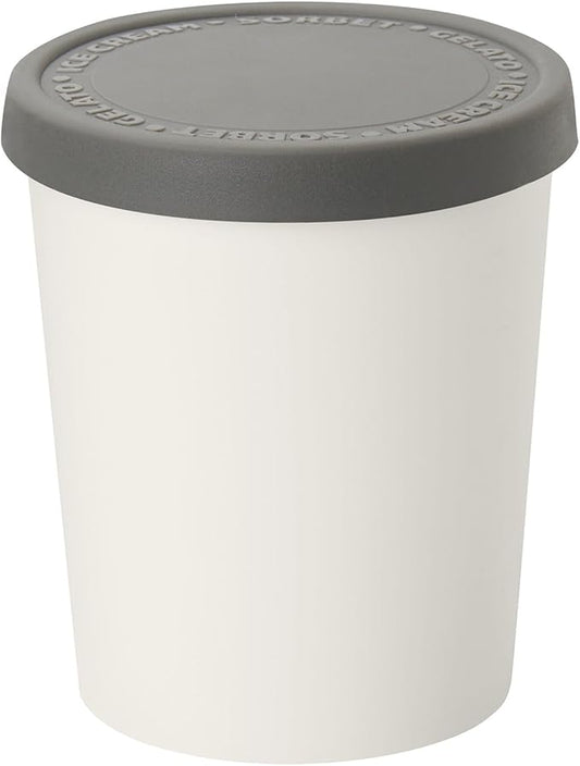 Tovolo Sweet Treat, Reusable Ice Cream Container for Homemade Ice Cream, Charcoal - 1 Quart Stackable Storage Tubs with Silicone Lids for Freezer - BPA-Free & Dishwasher-Safe