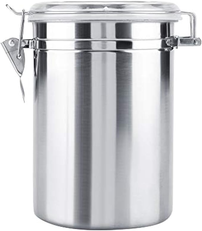 Stainless Steel Kitchen Canister 1900ml Airtight Clamp Lid, Clear Top Ideal for Kitchen Storage, Food Storage, Pantry Storage