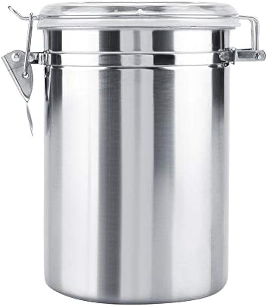 Stainless Steel Kitchen Canister 1900ml Airtight Clamp Lid, Clear Top Ideal for Kitchen Storage, Food Storage, Pantry Storage