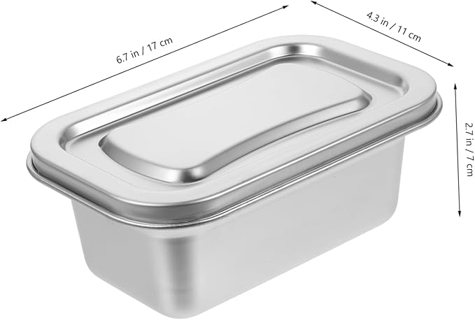 DOITOOL Reusable Ice Cream Storage Containers for Freezer with Lids Stainless Steel Freezer Box Insulated Ice Cream Tub Fridge Organizer Box for Refrigerator, 17 X 11 X 7cm