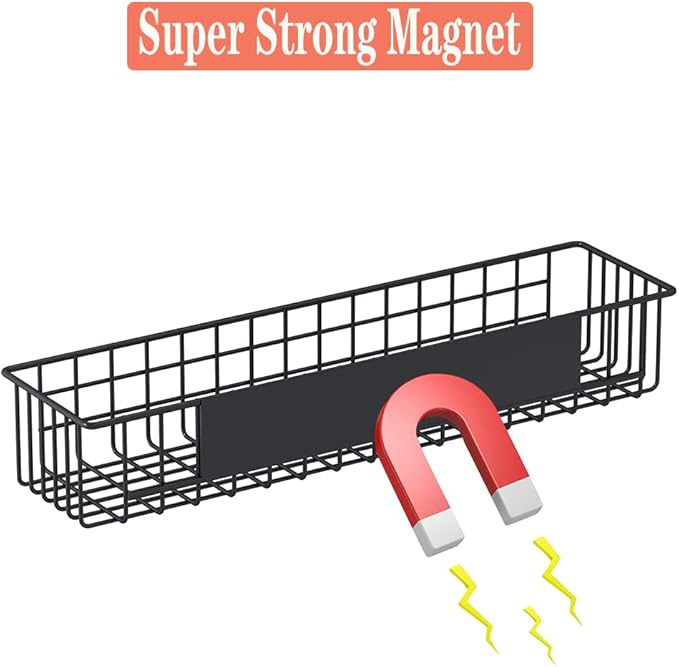 4PCS Magnetic Storage Baskets for Refrigerator, Strongly Magnet Spice Rack, Fridge Storage Shelf, Great for Kitchen and Pantry