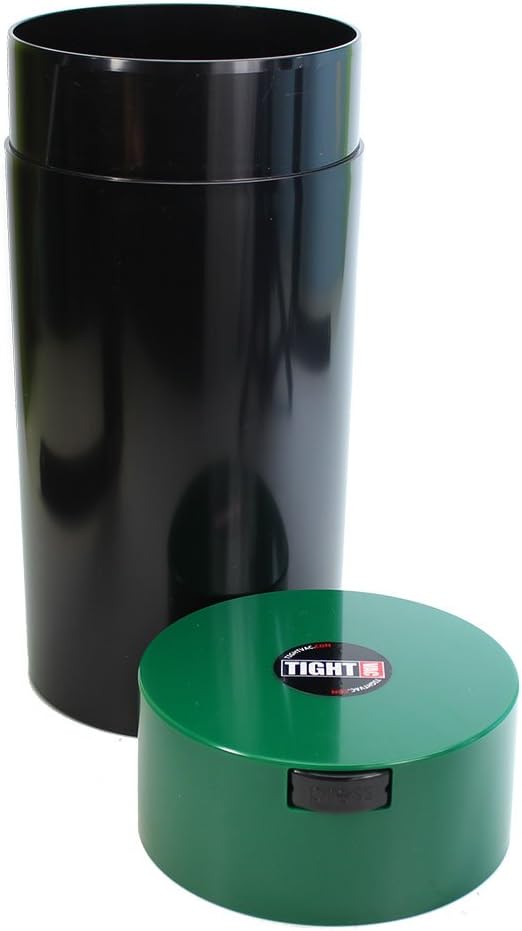 Tightvac - 5oz to 24 Ounce - Patented Airtight Container | Multi-use Vacuum Container Works as Smell Proof Containers for Herbs and Dry Goods. Green Black