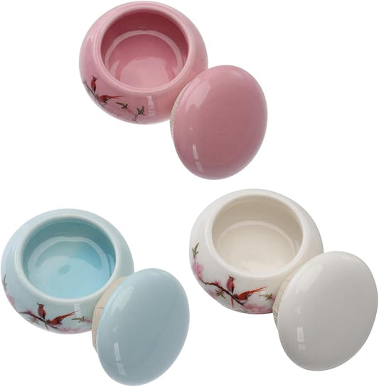 3pcs Storage Tank Ceramic Cosmetic Jar Facial Cream Boxes Tea Canisters with Lid Mini Ceramic Bottles Porcelain Tea Jars Empty Cosmetics Jar Ceramics Blush Multifunction