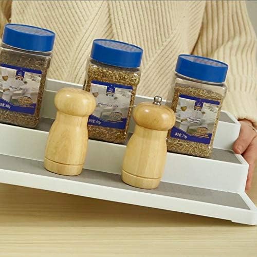 Sooyee 2 Pack 3-Tier Spice Rack,Waterproof and Non Skid Spice Shelf,Modern 3 Step Kitchen Organizer Shelf for Pantry Cabinet or Countertop,Gray