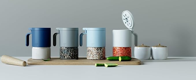 Zuutii Glass Spice Jars Moisture-Proof Spice Containers with Spoons, 10oz Spice Bottles, Mini Seasoning Storage Jars with Flapper Caps for Salt, Sugar, Peppers, Chili in Kitchen (Light Gray)