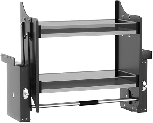 33.8-35.8 Inch Pull Down Shelf Upper Kitchen Wall Cabinet Storage Organizer, Ideal Spice Rack Organizer, Black