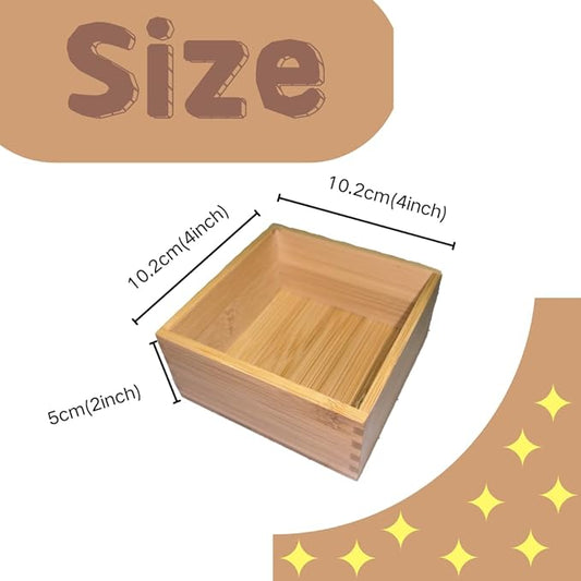 Bamboo drawer organizer Kitchen Utensil Organizer Cutlery Box for Dresser Makeup Tool Office Desk Supplies Storage and Accessories 1pcs 4"x 4"x 2"