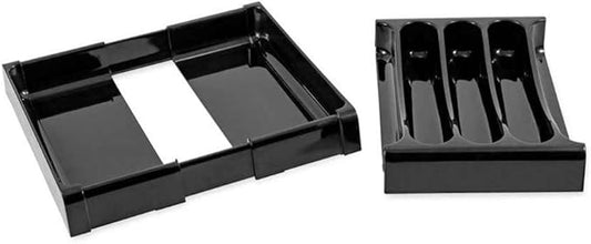 Camco 43504 RV Adjustable Cutlery Tray, Black - Easily Organize and Store Your Kitchen Flatware - Create a Custom Fit to Your Drawer