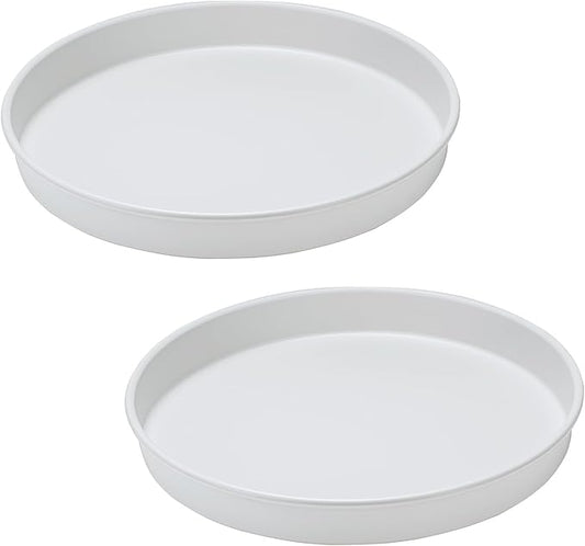 Amolliar Lazy Susan Turntable Organizer, White 10" 2 Pack, Non-Skid Metal Rotating Spice Rack for Kitchen, Fridge, Cabinet, Countertop, Vanity, Pantry Storage, Farmhouse Decor, Under Sink Organizer