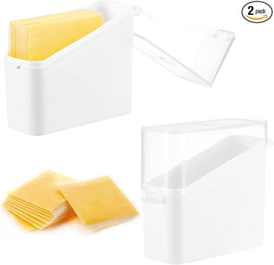 PARBEE Sliced Cheese Container for Fridge, 2 Pack Airtight Clear Slice Holder to Keep Cheese Fresh Longer