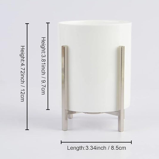 Farmhouse Flatware Holder for Dinner Table, Kitchen Holder for Serving Utensils, Decorative Cutlery Utensil Holder for Kitchen or Parties, Cup with Silver Trim, 1 Pcs