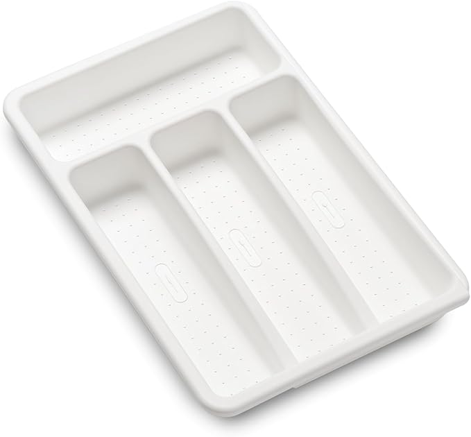 madesmart Cutlery, Expandable Small Silverware Tray, White