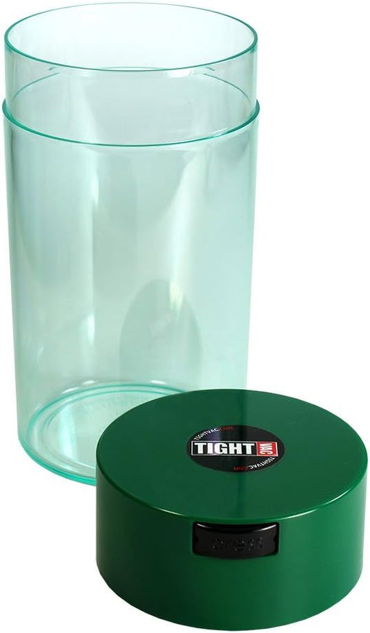Tightvac 3 to 12 Oz Vacuum Sealed Storage Container, 1.3-Liter/1.1-Quart, Green Cap & Clear Body
