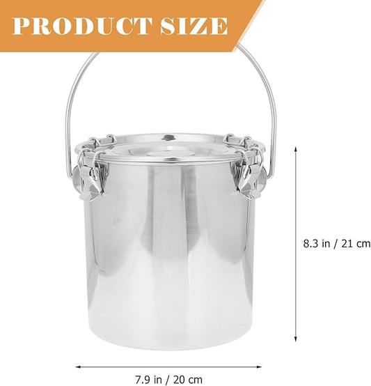 Stainless Steel Airtight Canisters Container: 152 fl oz Airtight Clamp Lid Kitchen Food Storage Bucket for Rice Flour Grain Coffee Bean Flour Oil Sugar Milk