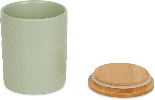 DII Kitchen Accessories Collection, Textured Matte Ceramic Canister Set, Jadeite, Vine, 3 Piece