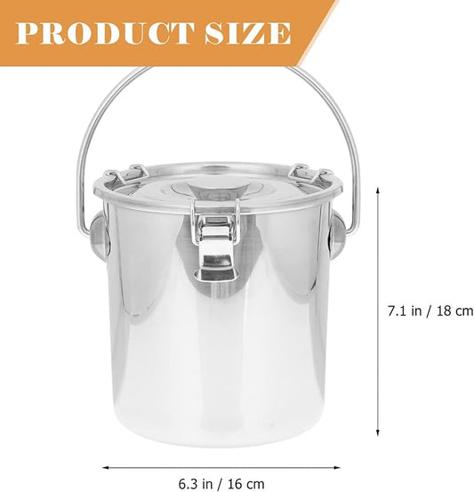Stainless Steel Airtight Canisters Container: 112 fl oz Airtight Clamp Lid Kitchen Food Storage Bucket for Rice Flour Grain Coffee Bean Flour Oil Sugar Milk