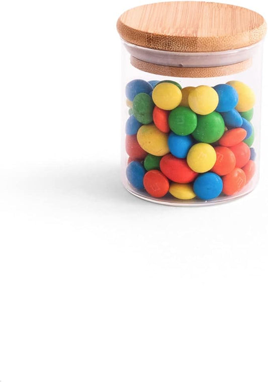 | Hermetic Glass Storage Jars Set with Bamboo Lid | Candy Jars, Multipurpose Jars Kitchen Glass Canisters For Coffee, Flour, Sugar, Candy, Cookie, Spice and More | 10 Pieces, 6.7 OZ each