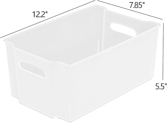 4-Pack Plastic Freeze Bin, Stackable Freezer Storage Boxes, Chest Freezer Storage Containers, Matte Transparent