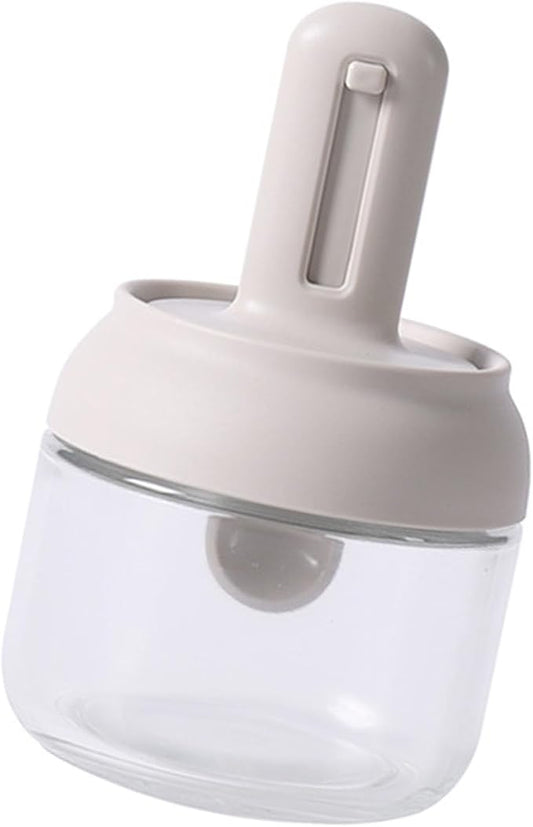 Yosoo Seasoning Jar, Retractable Spoon Glass Transparent Condiment Storage Container Box Glass Home Kitchen Canisters Food Storage Salt Sugar Containers Jars for Sugar Coffee Nuts Seasoning Box