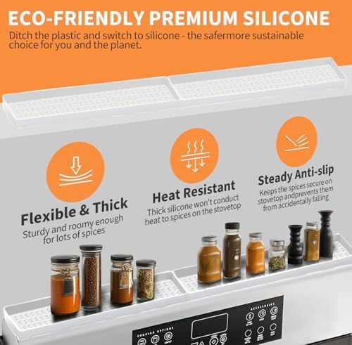 BFONS 30 Inch Silicone Magnetic Stove Top Shelf, Kitchen Over Stove Spice Rack Shelf Apartment Home Must Haves Kitchen Gadgets for Above Stovetop Seasoning Organization Storage (White)