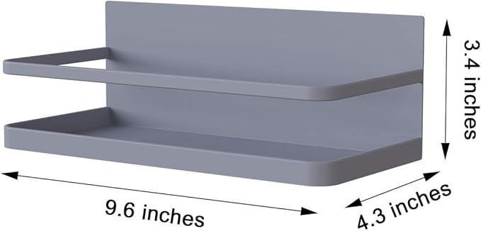 Magnetic Spice Rack Organizer Single Tier Refrigerator Spice Storage Shelf, Easy to Install The Side of The Refrigerator Can Hold spices (Gray 2)