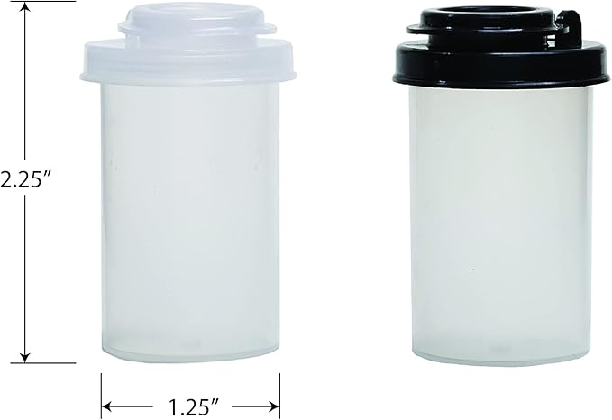 BRAZZA Salt and Pepper Shakers Moisture Proof Set, Perfect to go Camping Picnic Outdoors Kitchen Lunch Boxes Travel Spice Set Clear with Black Lids Plastic Airtight Jar Dispenser 5 small