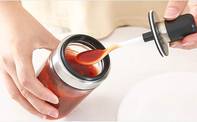 TENTA Kitchen 3 High Borosilicate Glass Spice Jars Seasonning Box Jar Condiment Jar, Combination Spoon and Lid Design, Premium Commercial Grade, Empty Jars 8.45 oz, Airtight Cap.