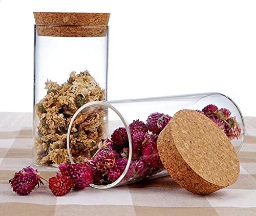 2 Pcs 300ml 10oz Clear Glass Food Storage Containers Jar Canister with Cork Lid Ideal for Storage Candy Snacks Rice Dry Foods Sugar Coffee Flour and More