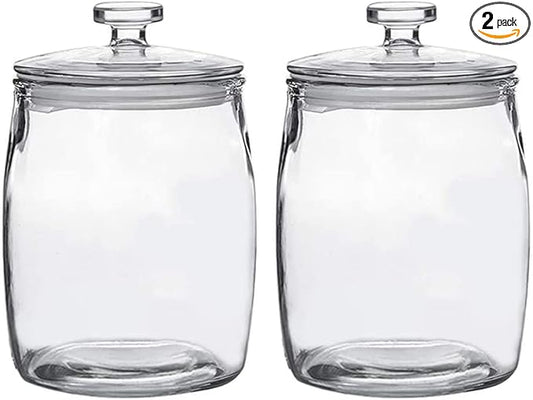 Half Gallon Glass Jars with Lid, Wide Mouth Cookie Jars Set of 2, Apothecary Jar for Candy, Glass Canisters for Kitchen Storage and Laundry Organization