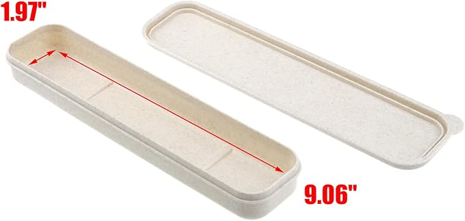 MY MIRONEY Portable Travel Tableware Box Beige Flatware Storage Box Case Travel Utensils Cutlery Case with Bag for Fork Spoon Chopsticks