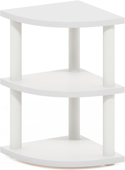 Furinno Turn-N-Tube 3-Tier Corner Countertop Organizer Shelf, White/White