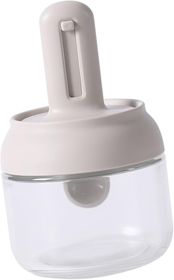 Yosoo Seasoning Jar, Retractable Spoon Glass Transparent Condiment Storage Container Box Glass Home Kitchen Canisters Food Storage Salt Sugar Containers Jars for Sugar Coffee Nuts Seasoning Box