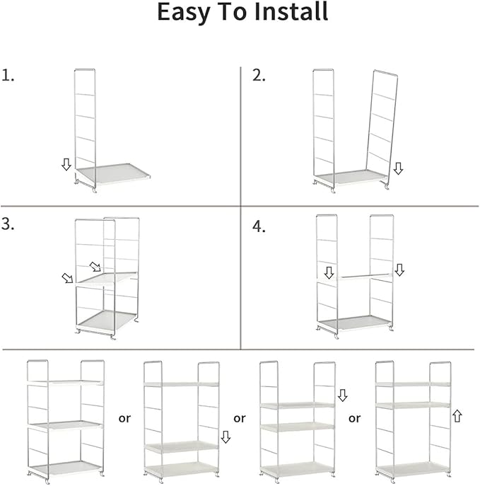 3-Tier Bathroom Countertop Organizer -Makeup Organizer -Corner Storage Shelf- Kitchen Spice Rack Standing Shelf-Great for Vanity, Bathroom, Bedroom, Kitchen (Silver & White)