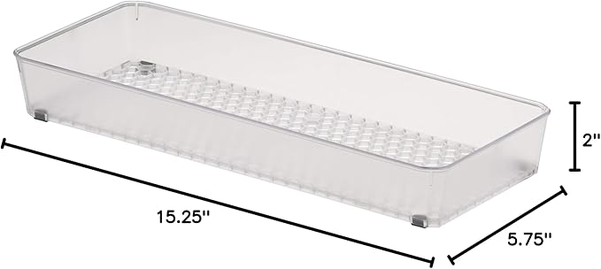 Spectrum Diversified Hexa Drawer Organizer Tray Modern Kitchen Cutlery, Utensil, Silverware Holder, Cabinet Storage, 6 x 15, Clear Frost