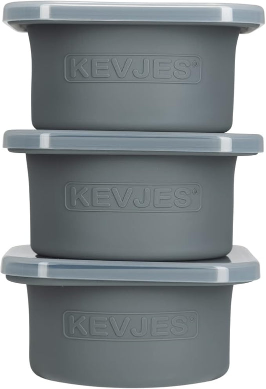 Stackable Silicone Artisan Pizza Dough Proofing Proving Containers with Lids-2/3/4/5 pack-500ml portion (Spacegrey, 3 PACK)