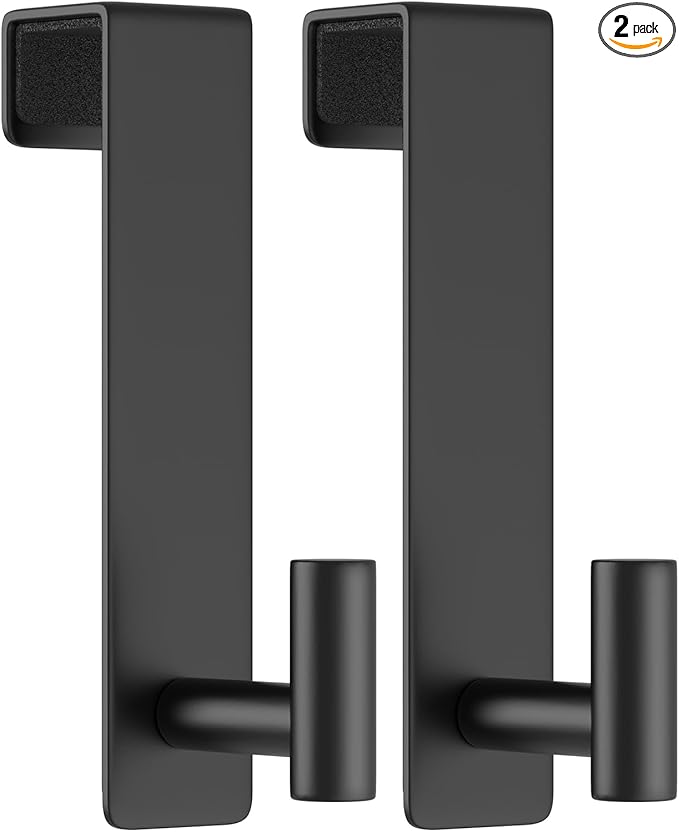 WUIVIUT T-Shaped Over Door Hooks - Fits Wooden & Metal Doors Less Than 1.77" Wide,Door Hanger for Office,Bedroom Heavy-Duty Stainless Steel Doors(T Shape 2 Pack, Fits 1-3/4'' Thick)
