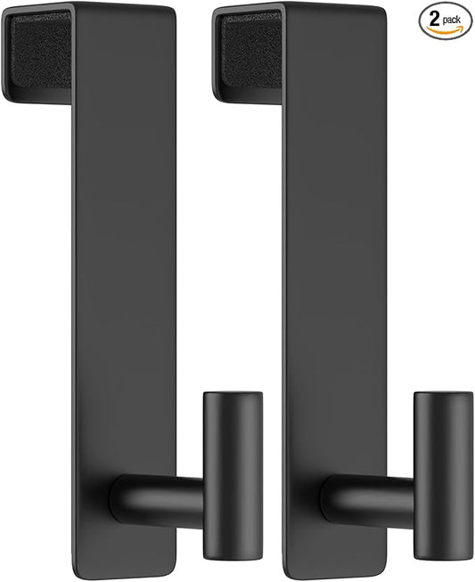 WUIVIUT T-Shaped Over Door Hooks - Fits Wooden & Metal Doors Less Than 1.77" Wide,Door Hanger for Office,Bedroom Heavy-Duty Stainless Steel Doors(T Shape 2 Pack, Fits 1-3/4'' Thick)