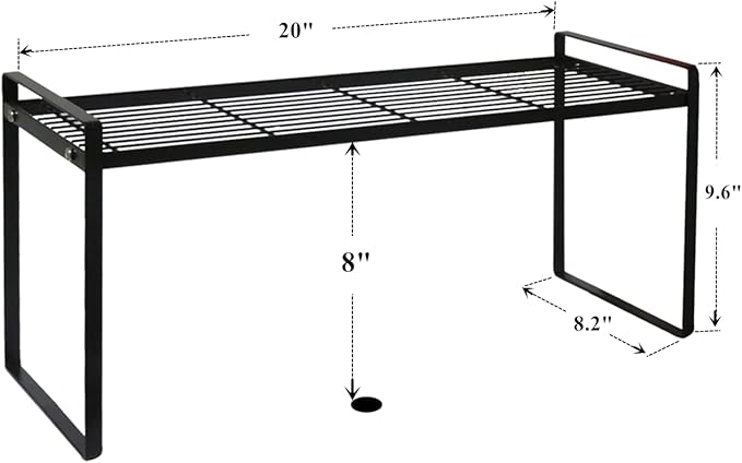 Cabinet Shelf, 20" Kitchen Counter Shelf, Metal Wire Stackable Cupboard Spice Rack, Space Saving Countertop Orgainzer and Storage Rack Shelves for Kitchen Pantry Bathroom