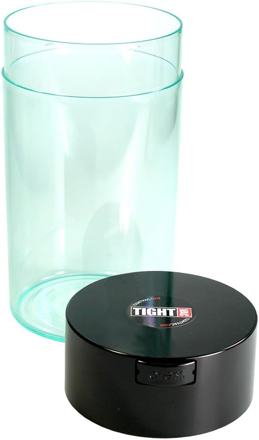 TV4-CBK Tightvac - 3 to 12 Oz Vacuum Sealed Storage Container, 1.3-Liter/1.1-Quart, Black Cap & Clear Body
