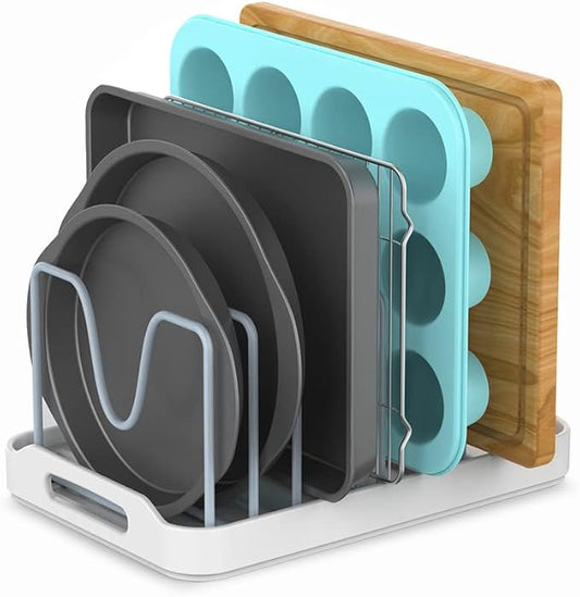 EVERIE Pot Lid Organizer for Pots, Pot Lids, Cake Molds, Cutting Boards, Mats, Dishes, Plates, Bakeware, Cookware GS04