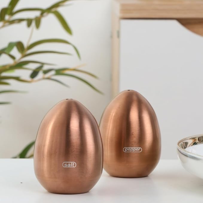 Salt Pepper Shaker Set: Stainless Steel Salt & Pepper Dispenser 2 Pieces for Kitchen (Rose Gold)
