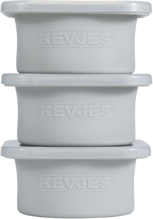 Stackable Silicone Artisan Pizza Dough Proofing Proving Containers with Lids-2/3/4/5 pack-500ml portion (Grey, 3 PACK)