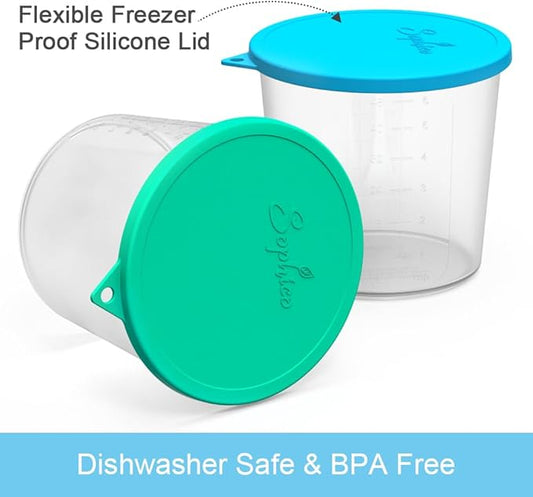 SOPHICO 1.6qt Ice Cream Containers with Silicone Lids, Freezer Food Storage Tubs for Homemade IceCream, Airtight & Dishwasher Safe, BPA Free (4 Pack, Large)