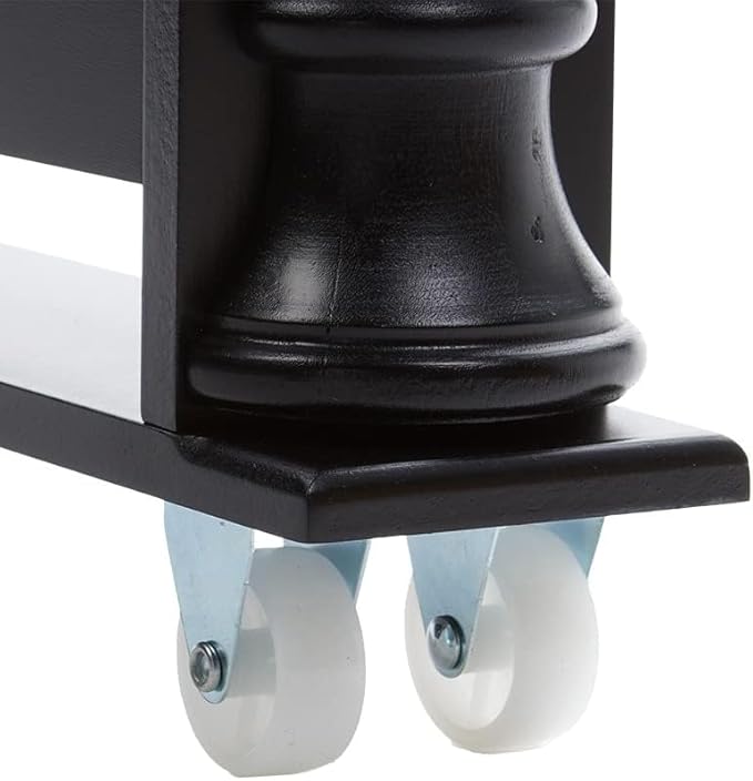 The Lakeside Collection Slim 4 Tier Black Wooden Storage Rack Cart on Wheels for Small Spaces, Kitchen, Bathroom Laundry Room Organization