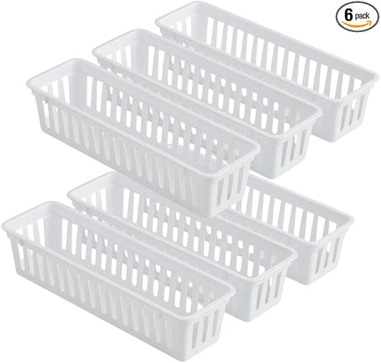 Storage Trays For Organizing Drawers Kitchen Storage Baskets Garage Containers Set Of 6 Slim Plastic Stoarge Trays