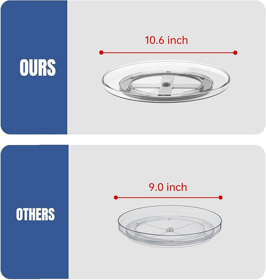 10.6 Inch Clear Lazy Susan Turntable Cabinet Organizer, Rotating Spice Rack Pantry Organization and Storage for Kitchen, Bathroom Makeup Vanity Countertop, Fridge,4-Pack