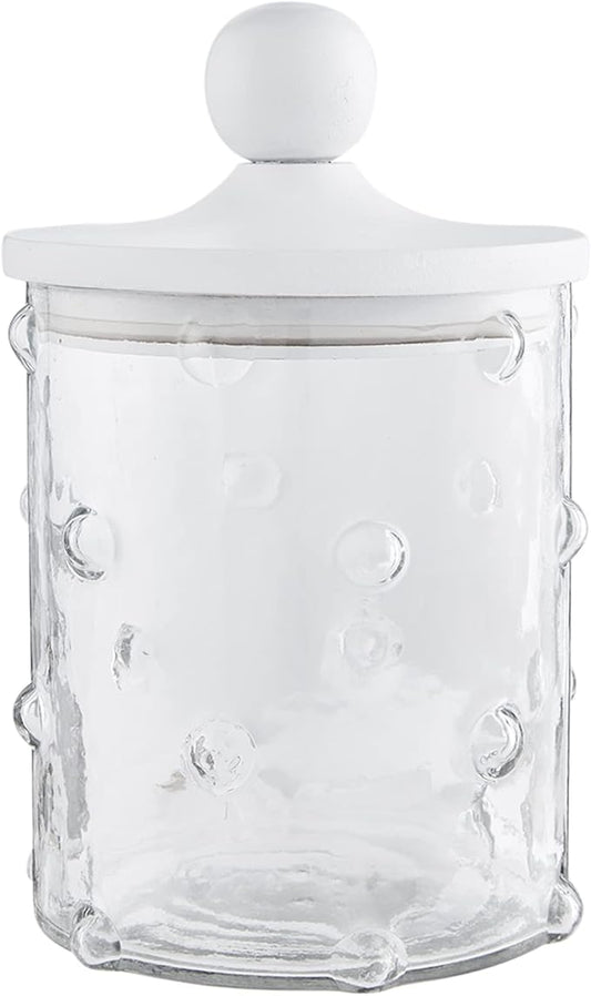 Mud Pie Hobnail Glass Canister, Medium, 9" x 5.5"dia