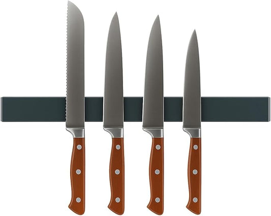 Gunmetal Magnetic Knife Holder 16 Inch Exclusive Color, Extra Strong Adhesive Strip for Wall or Fridge, No Drill Stainless Steel Kitchen Organizer