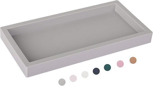 Bathroom Tray, Small Vanity Tray Silicone Soap Dish Sponge Holder Kitchen Sink Organizer Bathroom Accessories for Countertop, Toilet, Shower - Light Grey