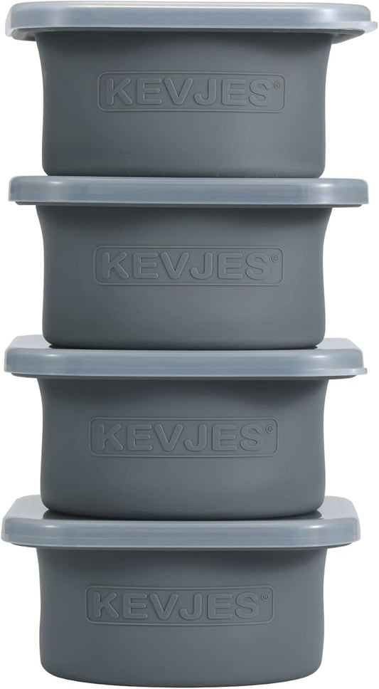 Stackable Silicone Artisan Pizza Dough Proofing Proving Containers with Lids-2/3/4/5 pack-500ml portion (Spacegrey, 4 PACK)